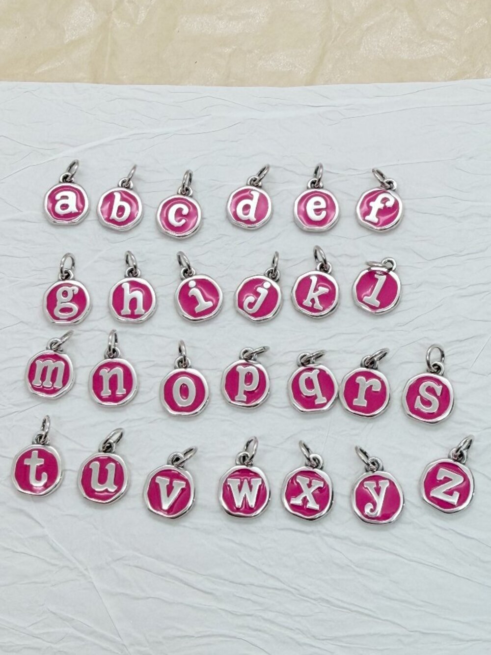 James Avery Enamel Dark Pink Initial Disc Charm Sterling Silver Letter